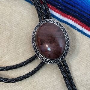 Brown Faux Stone Bolo Tie Wedding Necktie Western Cowboy Rodeo Unisex 21”